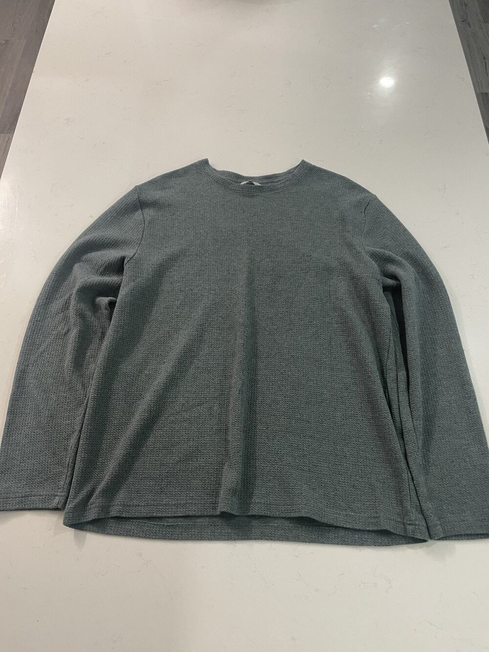 English Laundry Men's Gray Long Sleeve Waffle Knit Crew Neck Shirt XXL